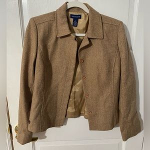 Ann Taylor Tan and Brown Blazer Elegant Suit Jacket